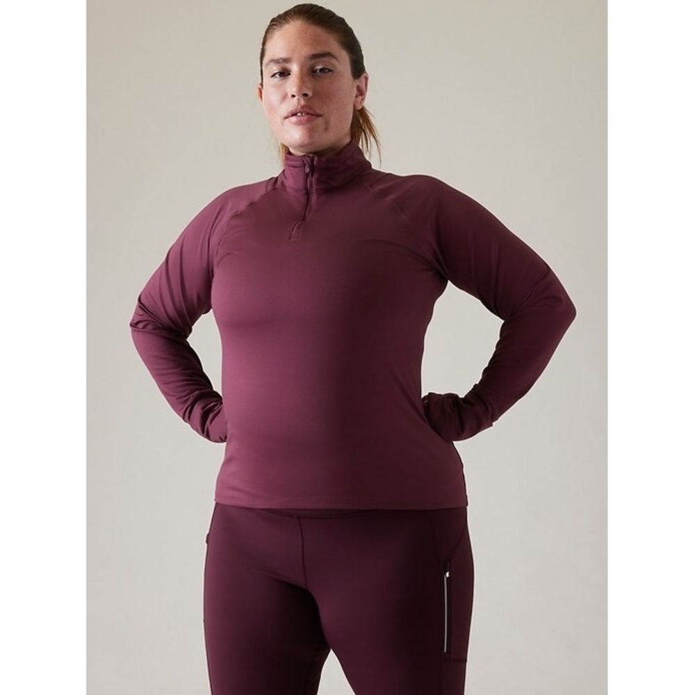 Athleta Whistler Half Zip Aubergine Purple Pullover Running Top Womens 2X